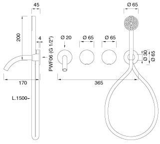 Ceadesign Смеситель для ванны настенный из нержавеющей стали с ручным душем Giotto plus Gio 94 - Вид №1