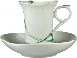 91622 Meissen Чашка для мокко с блюдцем 90мл "Игра волн, рельеф, дикая флора" Фарфор