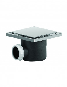 568881 000 00  Трап с крышкой для душевой кабины, h. 105 мм, в комплекте гидроизоляционный коврик, хромированный металл Valentin Хром