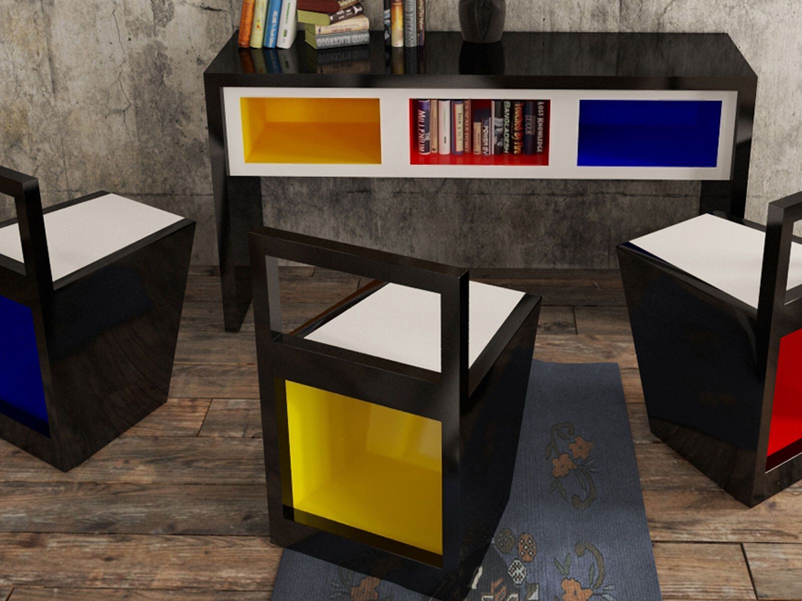 Прямоугольная деревянная консоль со встроенными сиденьями Concepticon GUESTOCK ARCH-00061520