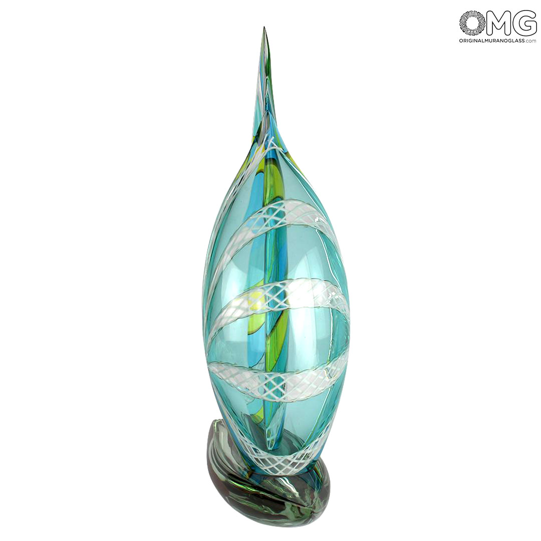 4598 ORIGINALMURANOGLASS Скульптура Голубой Парусник - муранское стекло 45 см  - Вид №1