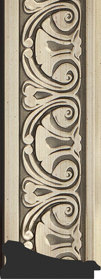 BY 4123 Зеркало с гравировкой в багетной раме - барокко серебро 106 mm EVOFORM Exclusive-G - Вид №3