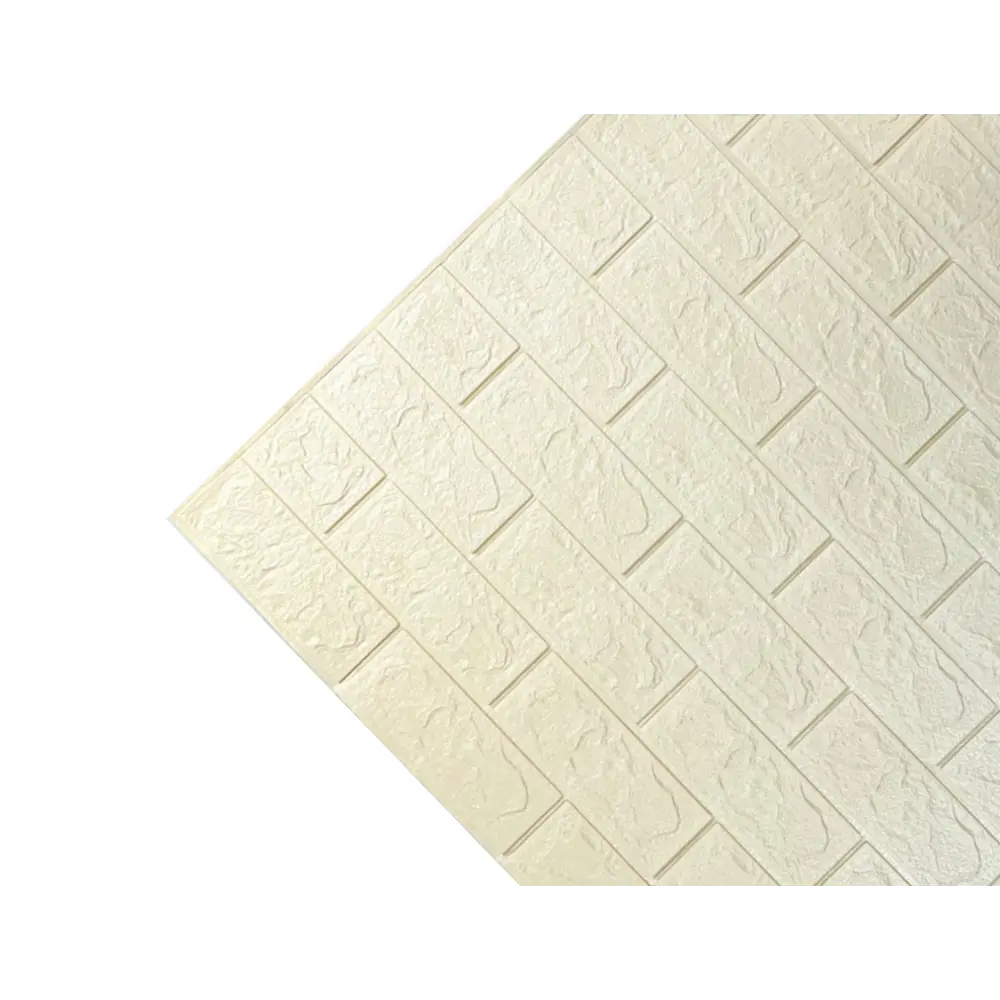 85251007 Листовая панель ПВХ самоклеящаяся мягкая 3D кирпич слоновая кость 770x700x4 мм 0.539 м² STLM-0060431 DEKOR PANEL  - Вид №1