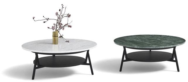 arflex Низкий круглый мраморный журнальный столик с журнальной полкой Cradle sun-id-1501038 - Вид №1