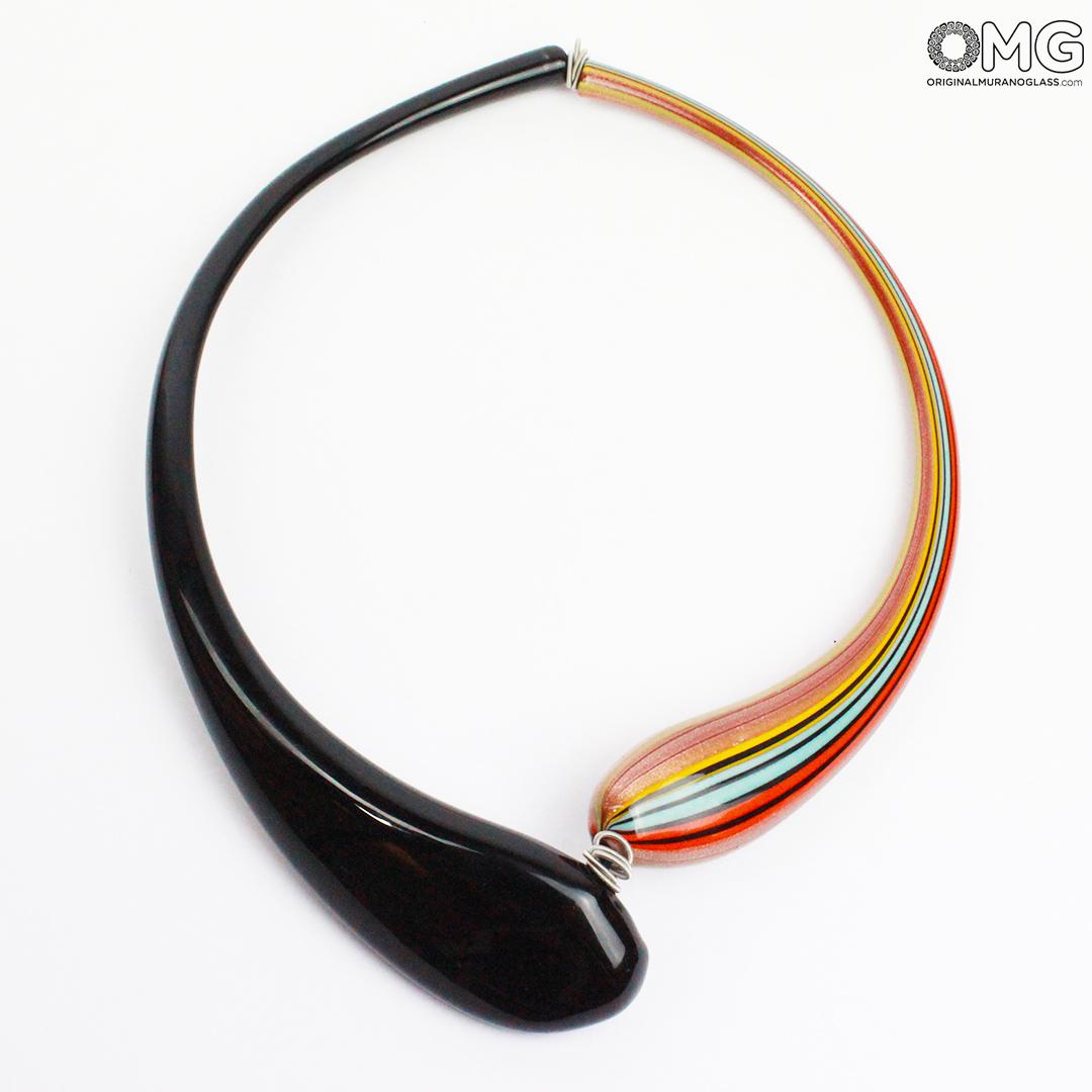 943 ORIGINALMURANOGLASS Колье Дениз красное-золотое-зеленое - муранское стекло OMG 21 см  - Вид №1