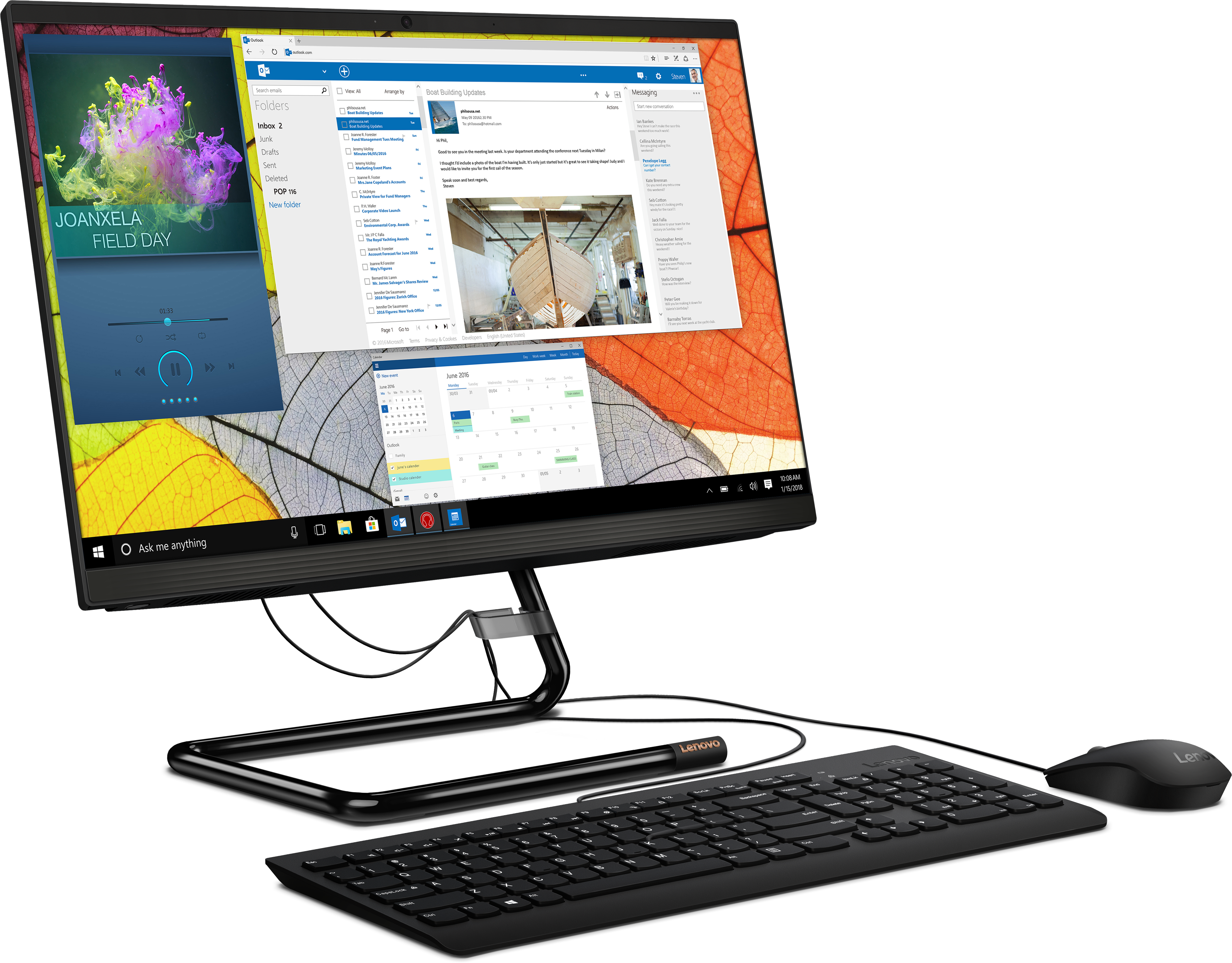 F0EX000VRK ideacentre aio 3 22ada05 21.5"(1920x1080)/amd ryzen 3 3250u(2.6ghz)/8192mb/256ssdgb/dvdrw/int:amd radeon/bt/wifi/war 1y/5.28kg/black/dos + клавиатура, мышь usb Lenovo Santreyd  - Вид №2