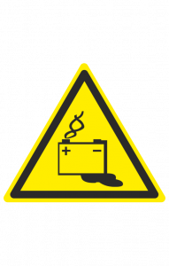 68448 Знак "Осторожно. Аккумуляторные батареи"  Предупреждающие знаки размер 150 х 150 мм
