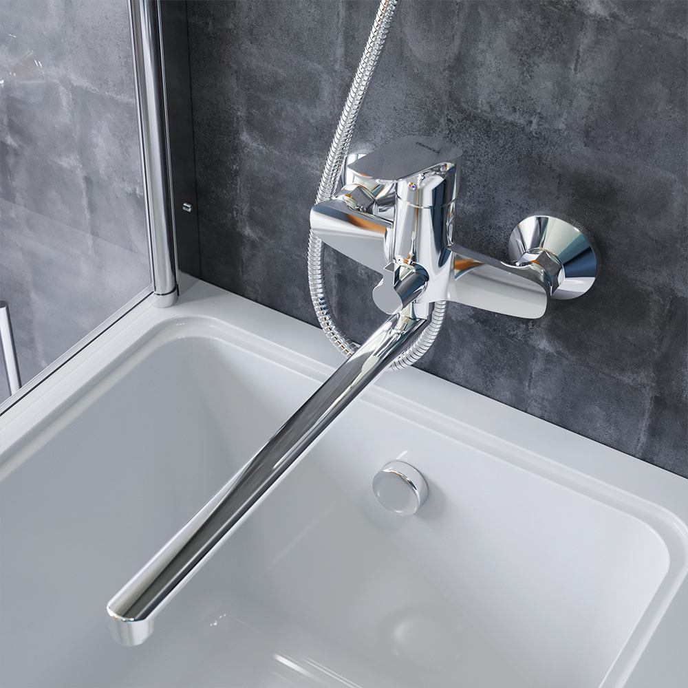 779500000 смеситель для ванны/душа с универсальным изливом 350 мм ручным душем шт Damixa Origin Bit 