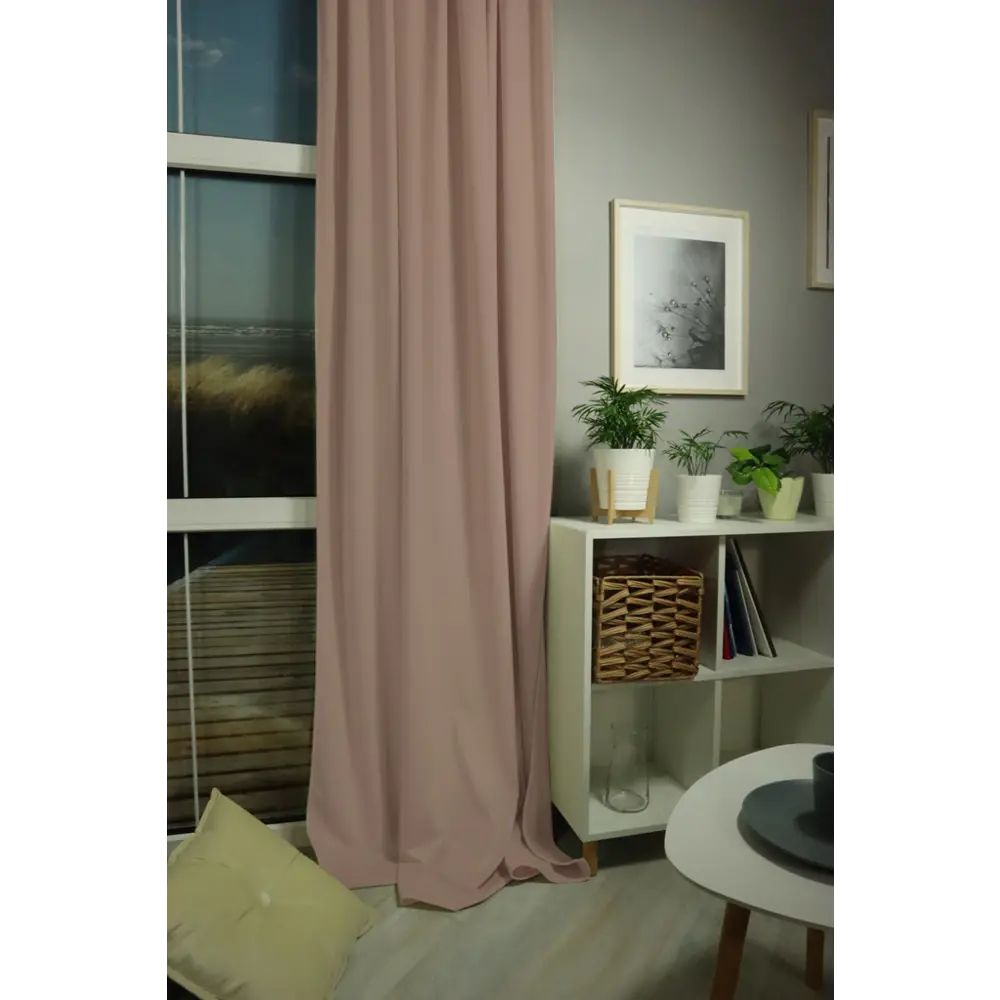 Штора на ленте бархат 230x280 см цвет крем 84653082 STLM-2169785 LINEN WAY  - Вид №2