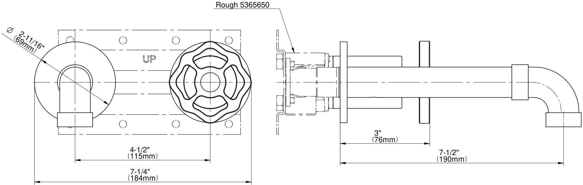 GRAFF Смеситель для умывальника настенный на 2 отверстия Vintage 5360500 - Вид №2