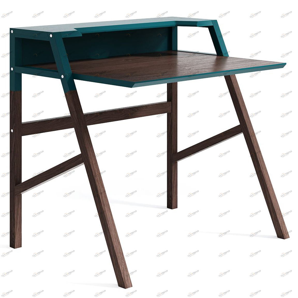 Компьютерный стол с полкой коричневый с бирюзовым Youk THE IDEA  210619 Коричневый 