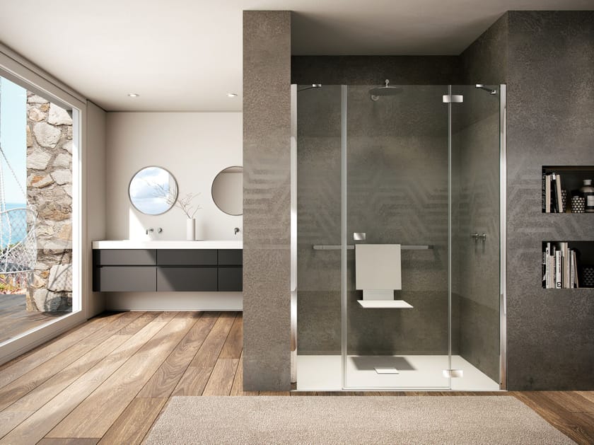 Стеклянная ниша душевая кабина с распашной дверью Provex Industrie Kombi ARCH-00059471