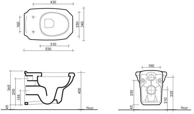 Подвесной унитаз настенный Белый BLEU PROVENCE Provence '700 Италия sun-id-1435503 - Вид №2