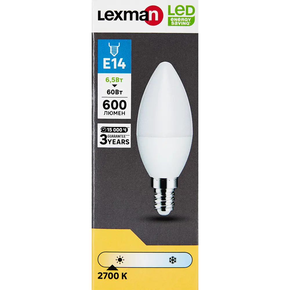 LEXMAN LED-лампа свеча E14 6.5Вт теплый белый свет 86270523 STLM-1377762 - Вид №3