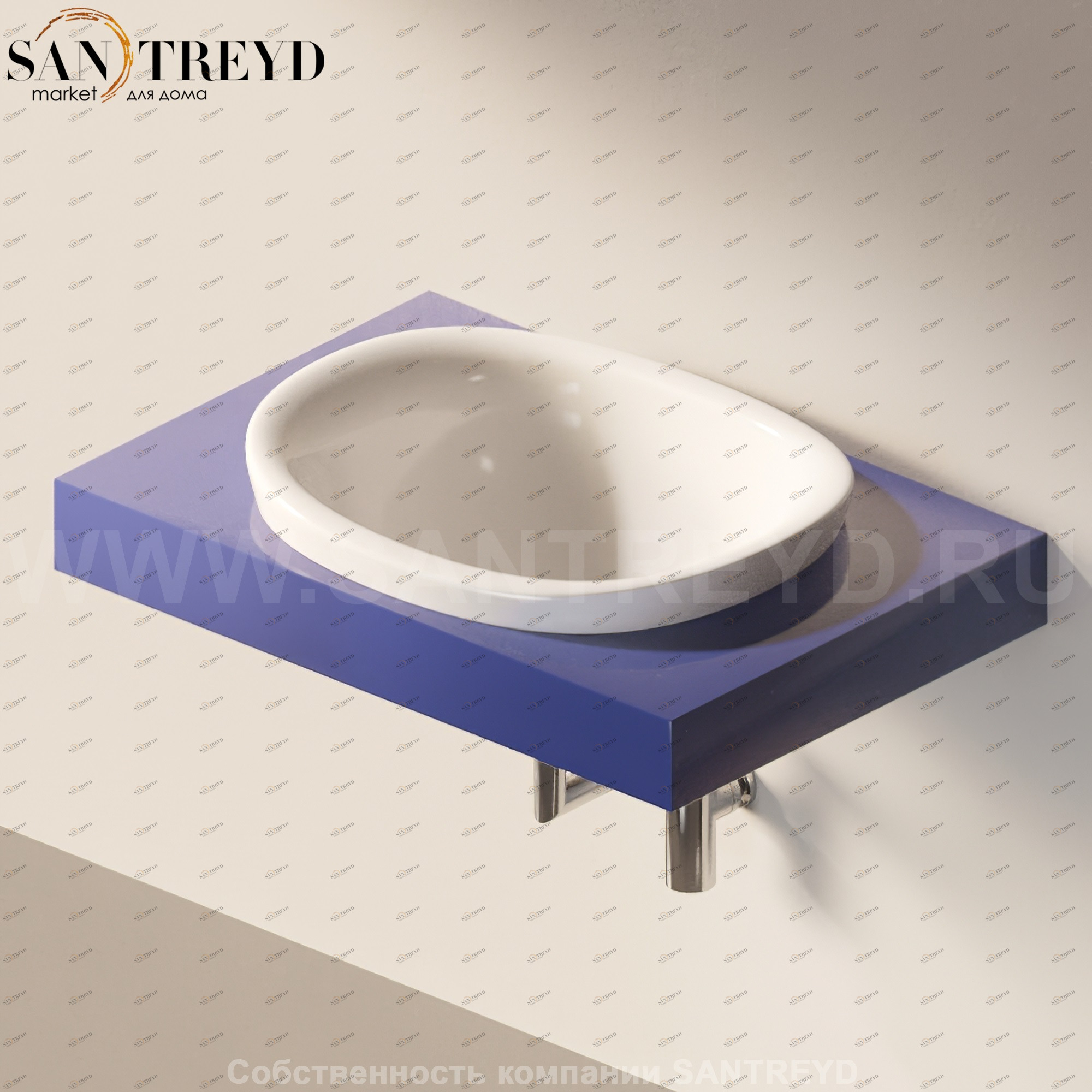 Flaminia IO e SI Столешница с отверстием под раковину синяя IO60M1.5003 Ceramica Flaminia IO60M15003