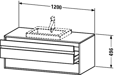 KT675605353 Тумбочка подвесная Ketho #KT6756 1200 x 550 мм Каштан темный, декор Duravit - Вид №1