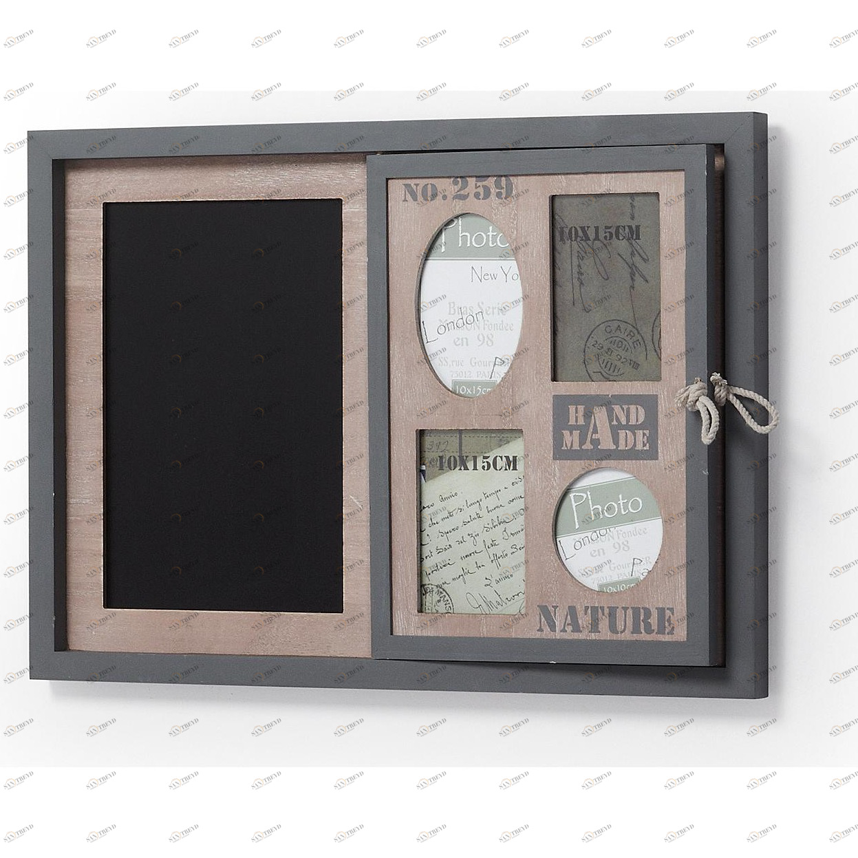 Фоторамка серая с зеркалом и доской Nature от La Forma LA FORMA NATURE 00-3865219 Серый;черный