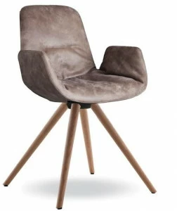 Tonon Стул из кожи или ткани с подлокотниками и деревянной основой Step