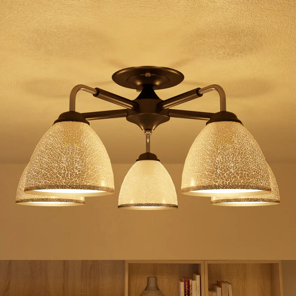 Люстра Inspire Poitiers - черная потолочная с 5 стеклянными плафонами 85113381 STLM-0058958 - Вид №1