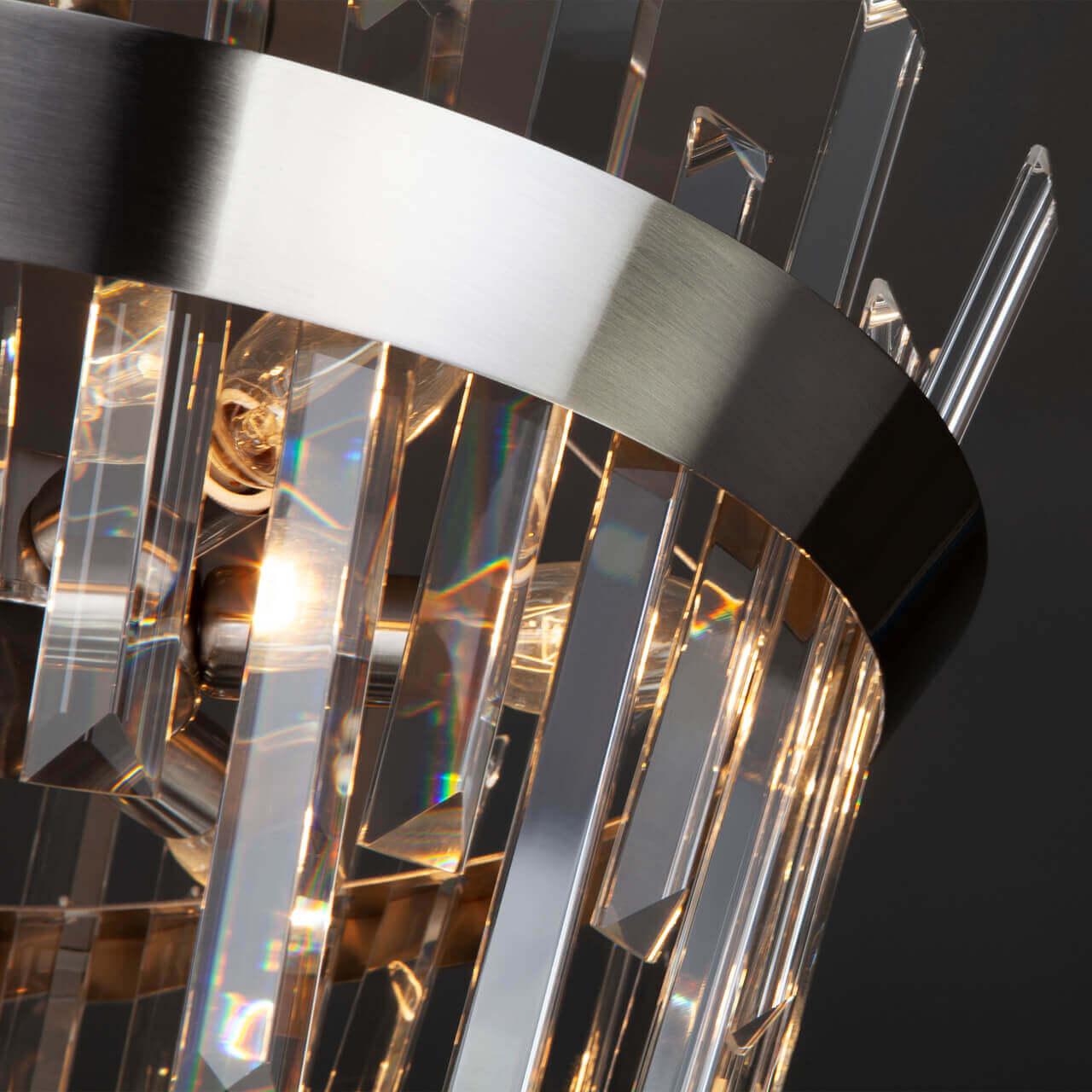 Потолочная люстра Eurosvet Steccato 10111/5 сатин-никель/прозрачный хрусталь Strotskis EUROSVET ДИЗАЙНЕРСКИЕ, STECCATO 00-3888742 Прозрачный;хром  - Вид №1