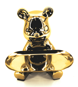 Декоративная фигура 'Мишка' золотая керамическая 18×20 см 86383344