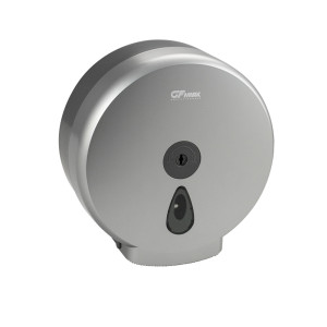 GFmark - Диспенсер для туалетной бумаги - барабан, пластиковый, СЕРЫЙ, с глазком, капля с ключем, код: 927