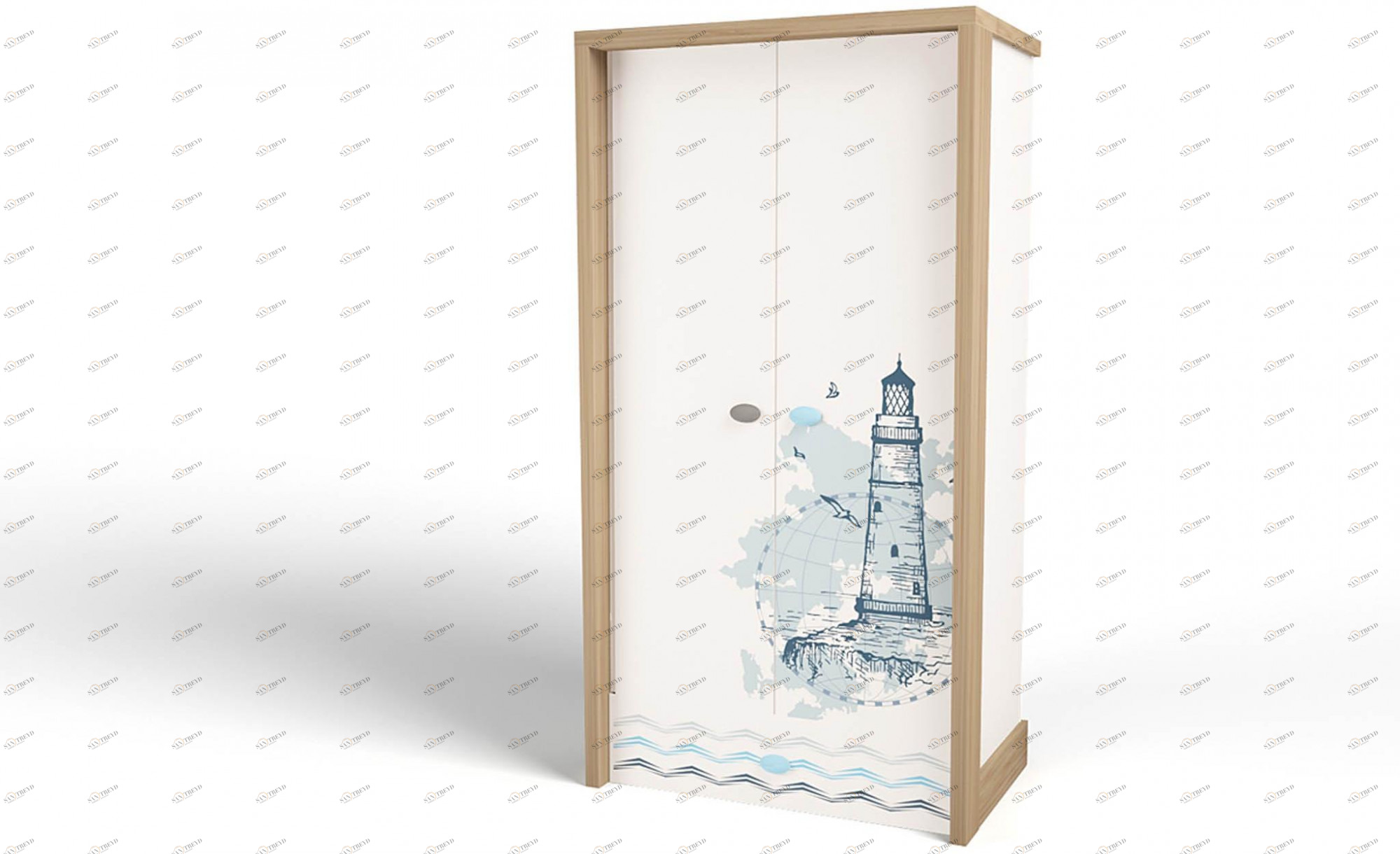 Шкаф ABC-KING 2х дверный MIX OCEAN (голубой) 4631148107649