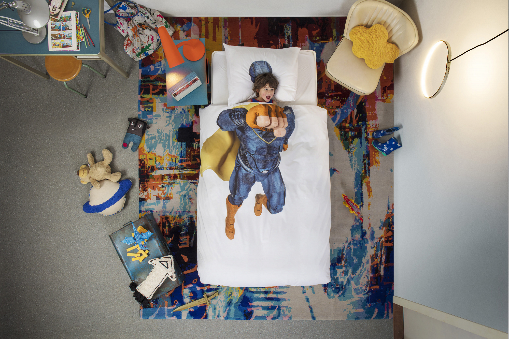 Детское постельное белье односпальное "Супергерой" 150х200 см SNURK  335502 Белый;синий  - Вид №2