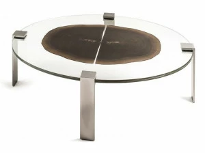 VGnewtrend Овальный журнальный столик из дерева и стекла Foresta