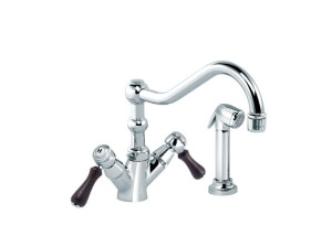 Смеситель для кухни с 2 отверстиями на столешнице со съемным ручным душем