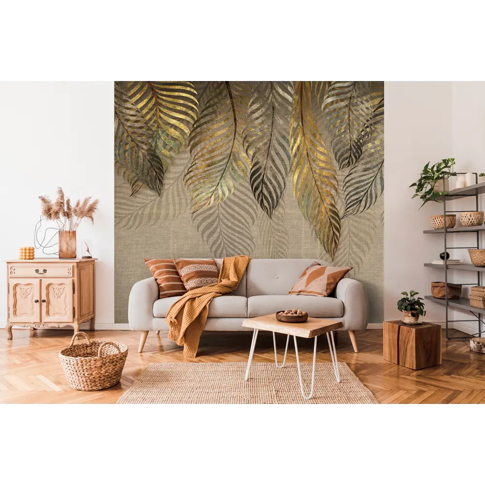 Фотообои Золотистые ветви флизелиновые, 300x270 см, L13-207 FBRUSH 3D FLIZART STLM-2122461 - Вид №2