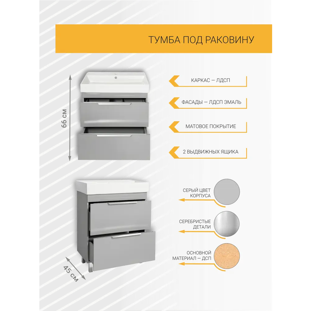 Тумба Santreyd Милан для ванной с плавными ящиками 88872971 Ванная комната STLM-0968674 - Вид №2