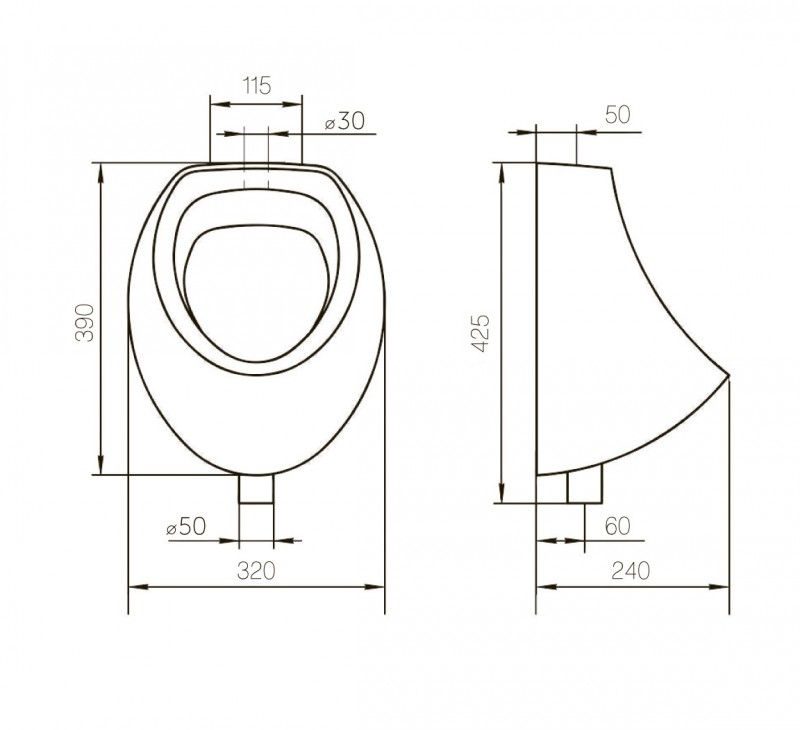Мини, Писсуар Настенный писсуар, уринал с мушкой ROSA Мини  - Вид №1