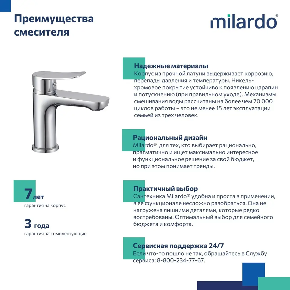 Смеситель для раковины Milardo Demi однорычажный цвет хром 89444505 STLM-2182029 - Вид №1