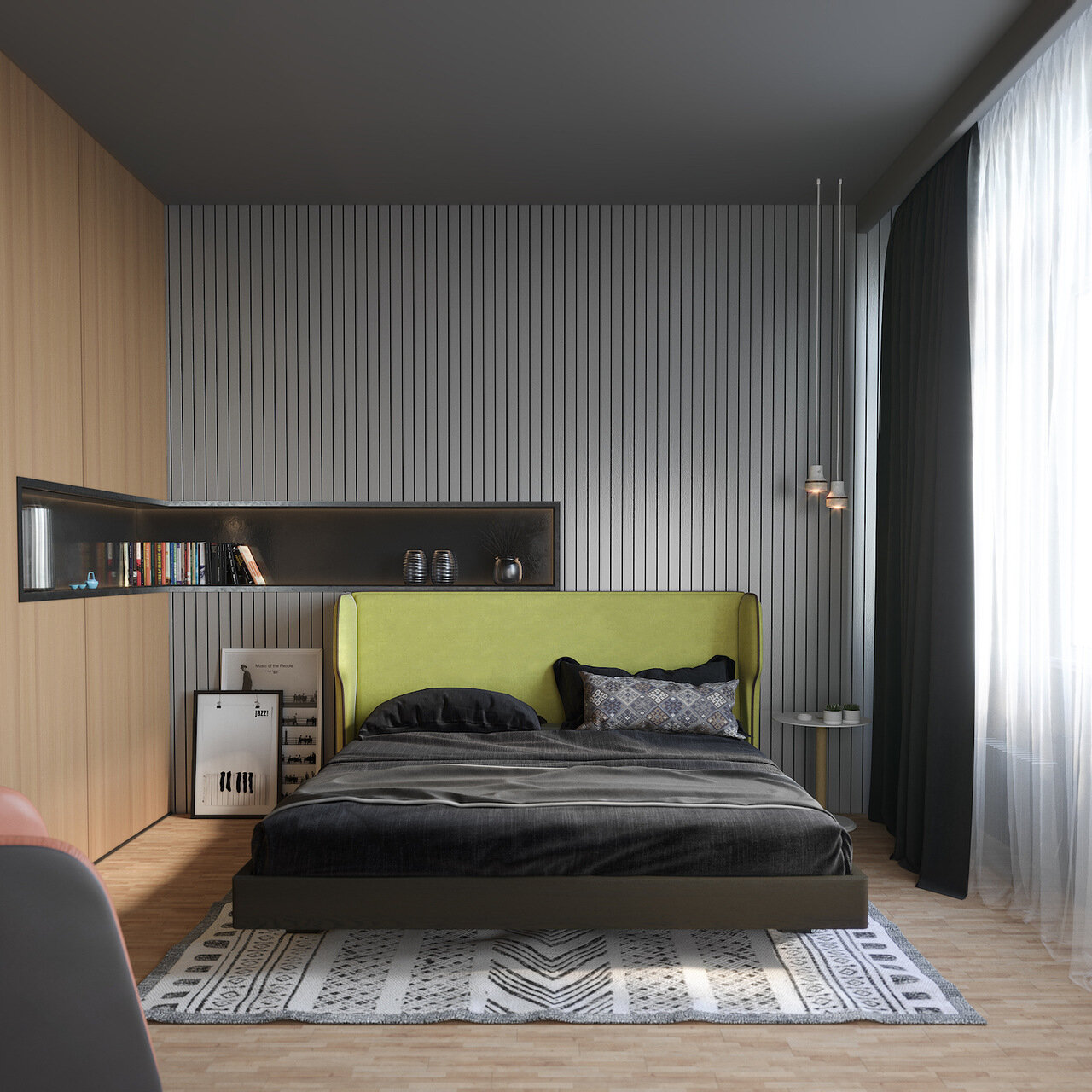 Кровать двуспальная с бортиками 160x200 зеленая Rich BRAGIN DESIGN ДИЗАЙНЕРСКИЕ 256516 Желтый  - Вид №1