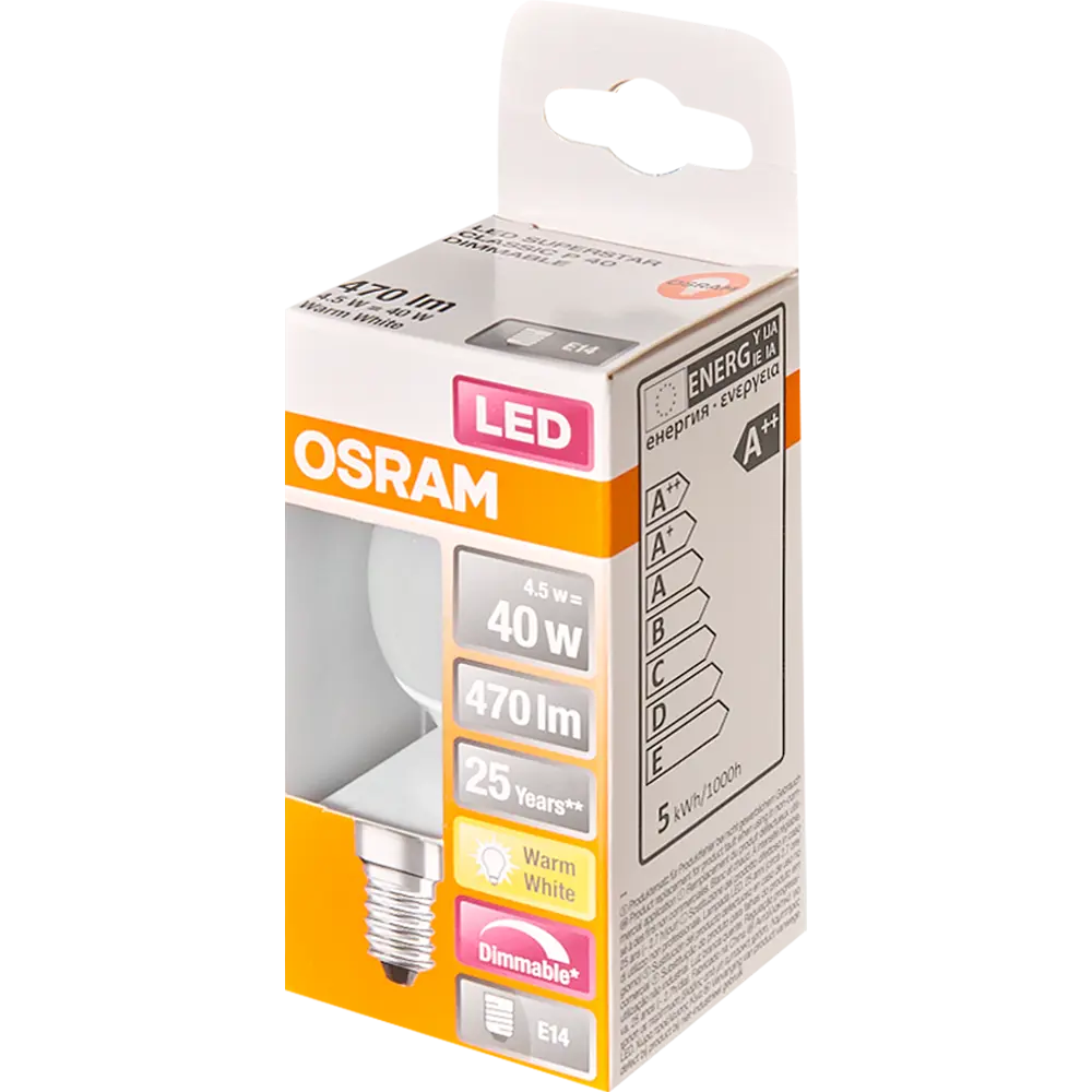 Лампа светодиодная Osram диммируемая E14 4.5 Вт/827 шар 470 Лм 82911408 STLM-2018675  - Вид №3
