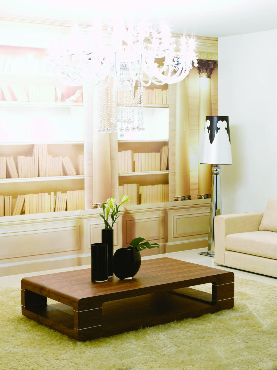 Журнальный столик деревянный с полкой и закругленными углами Vision 7 PUSHA PUSHA 062863 Коричневый  - Вид №3