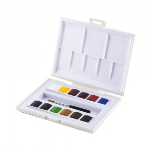 131680.12 Краска акварель набор "La Petite Aquarelle" для путешествий в полукюветах (12 цветов в пластиковой коробке 12 цв. Sennelier