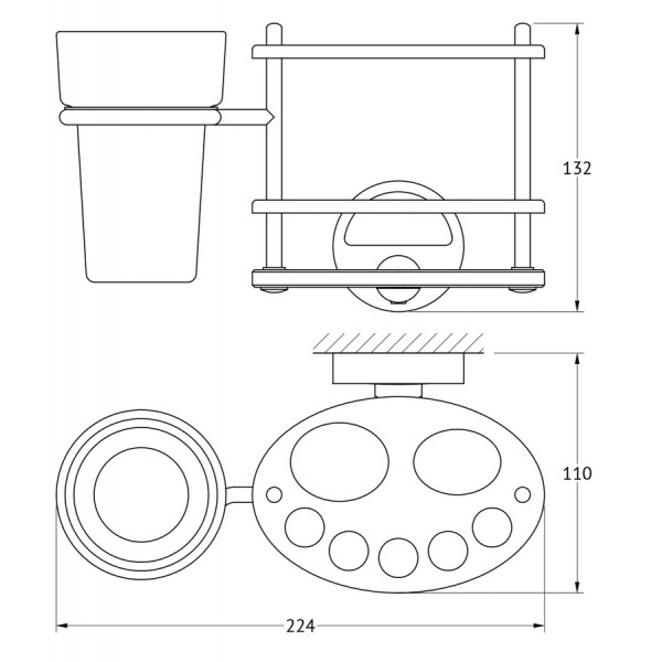 Держатель зубных щеток и пасты со стаканом стекло FBS (Чехия) LUX 061 sun-id-561192 - Вид №1