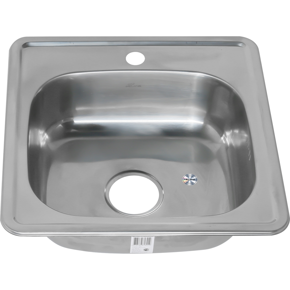 Мойка 4848 MELANA 0,6/160 врезная квадратная с сифоном (021 t *15) 021 t (*15)