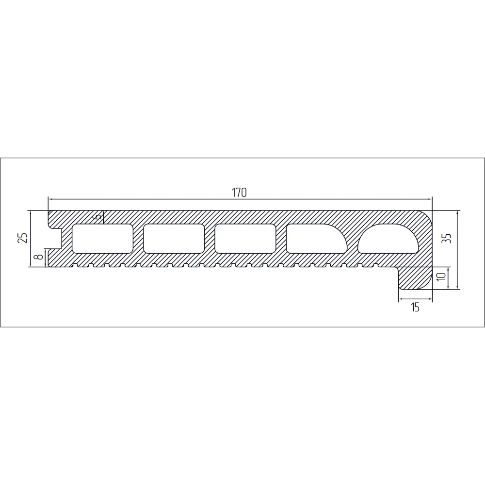 Ступень прямая ДПК серая 35x170x3000 мм T-DECKS 89366394 STLM-1014793 - Вид №5