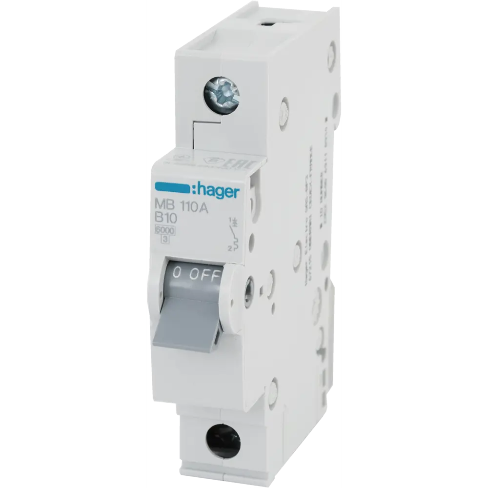 Автоматический выключатель Hager MB110A 1P B10 А 6 кА STLM-2010799