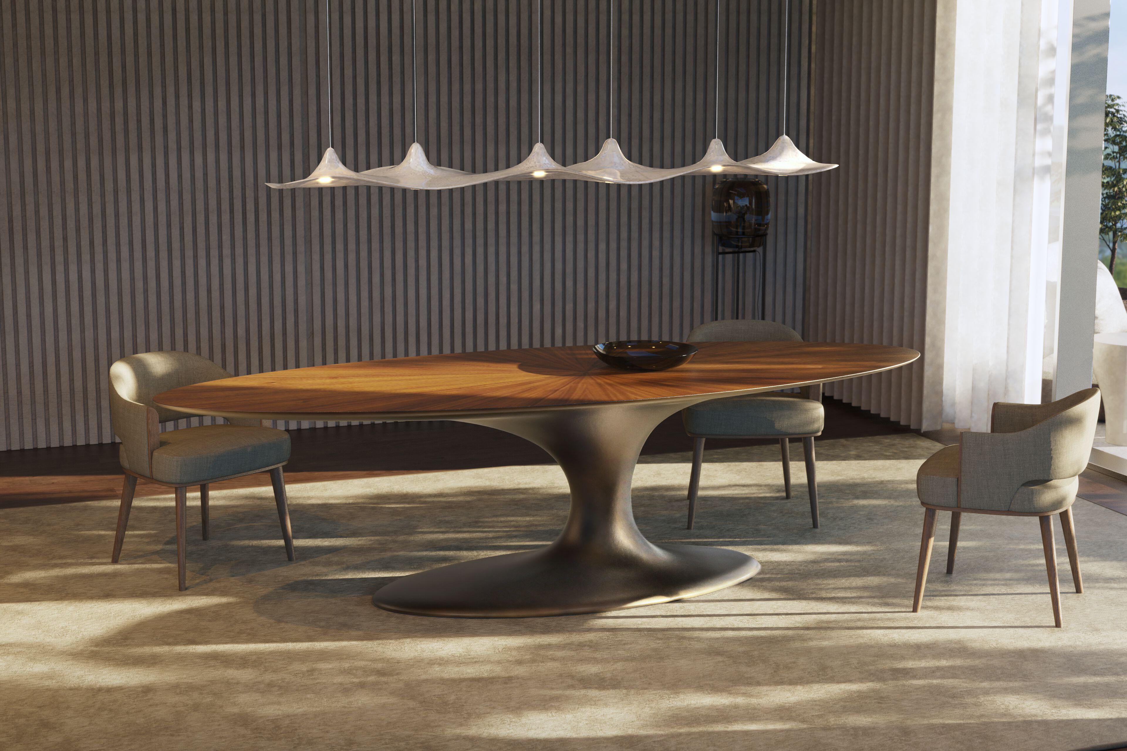 Овальный обеденный стол из стекловолокна и шпона GANSK JADE ARCH-00103800 - Вид №6