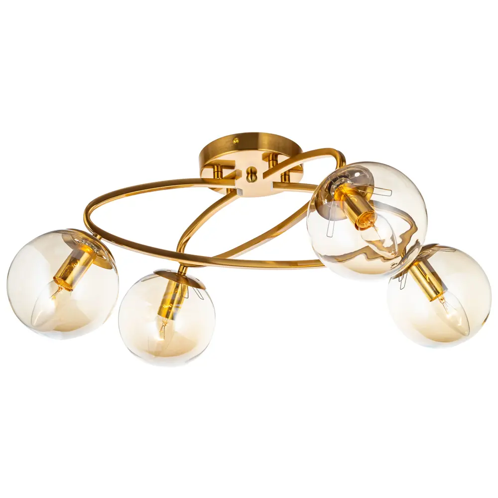 Люстра потолочная Enger 4 лампы 12 м² цвет золотой/медь LAMPLANDIA STLM-2000044