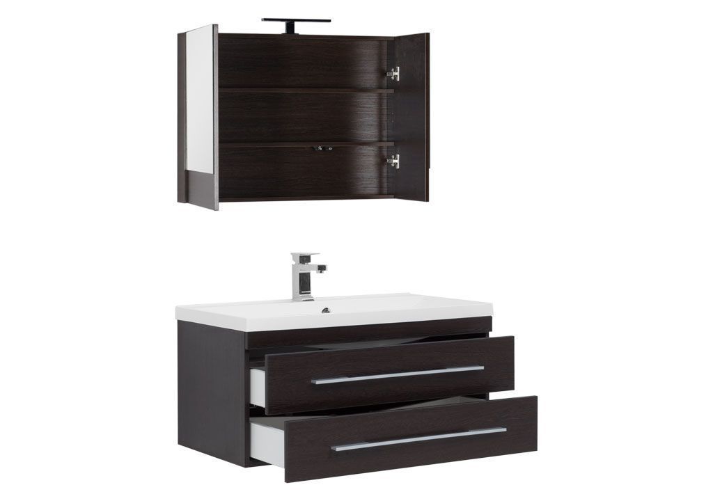 Комплект мебели для ванной Aquanet Нота NEW 90 венге (камерино) 00230298 - Вид №1