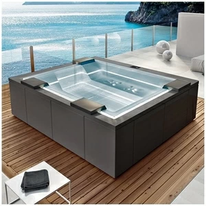 Бассейн Gruppo Treesse Zen SPA-V202H-SE прямоугольный spa с гидромассажем аэромассажем встроенный серый