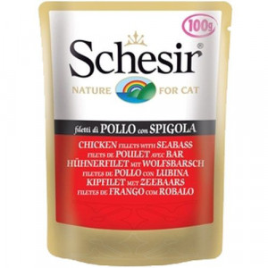 УТ0008886 Корм для кошек цыпленок, окунь конс. 100г SCHESIR