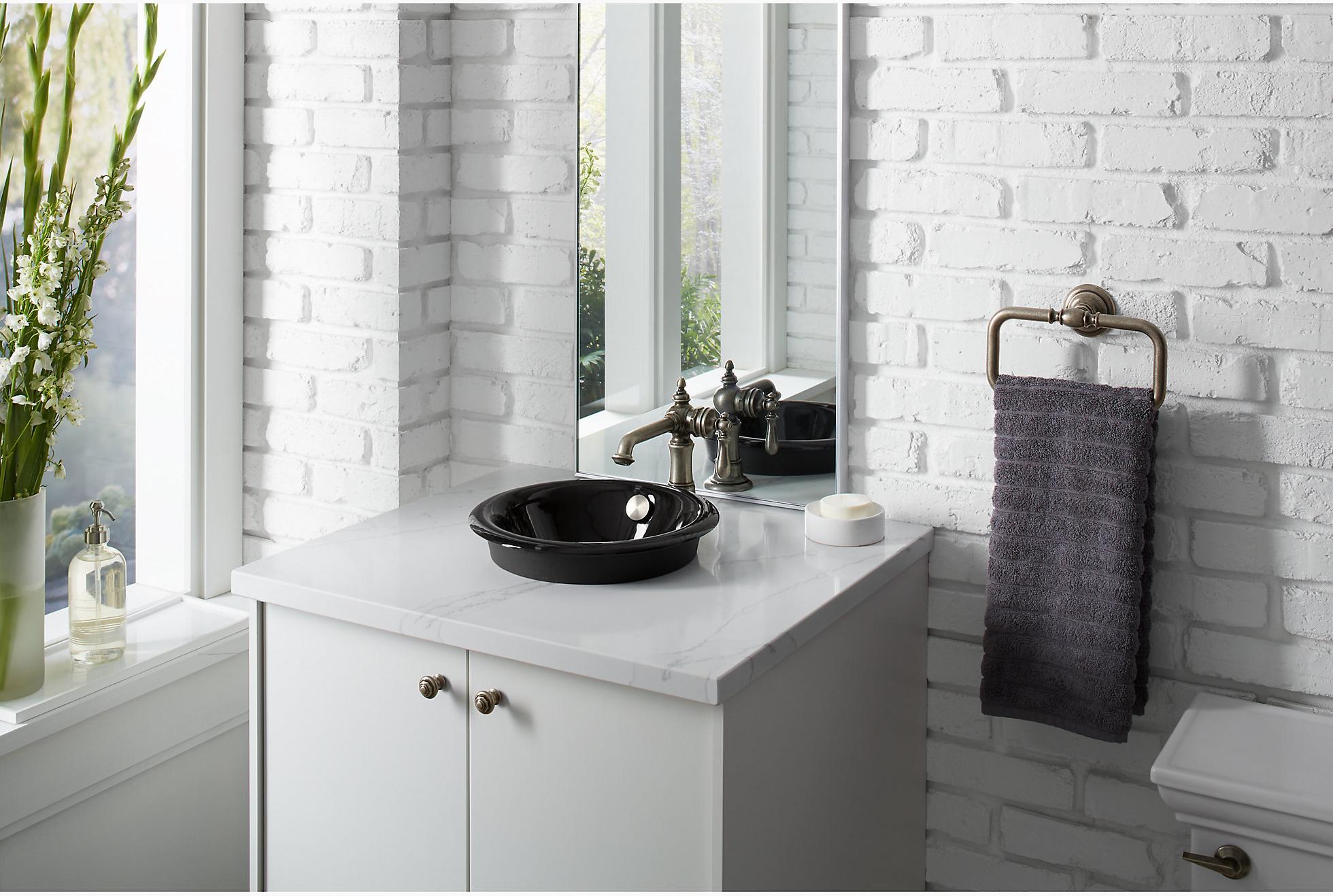 KOHLER Круглая встраиваемая раковина для ванной комнаты Iron Plains с краской Iron Black с нижней стороны K-20211-P5-FF  - Вид №2