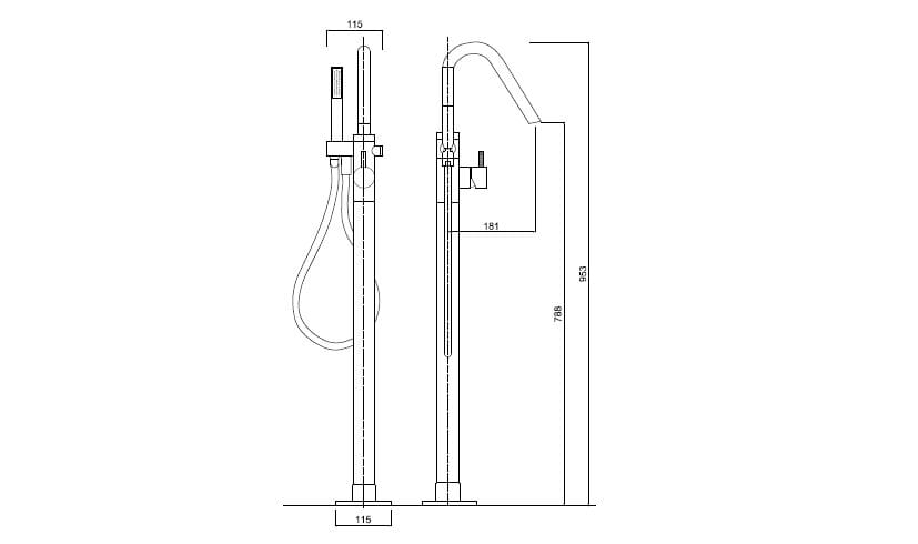 Смеситель для ванны с ручным душем Rubinetteria Giulini My Future Deluxe ARCH-00032835 - Вид №2