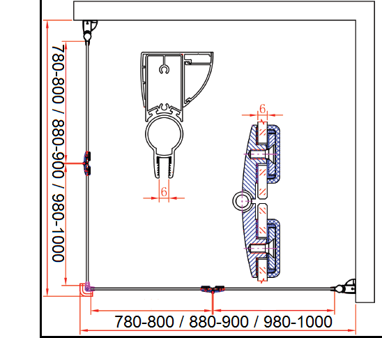 Душевой уголок CEZARES ELENA-W-AS-2-100-C-Cr - Вид №4